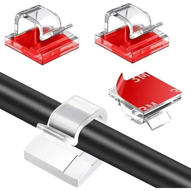 25 Clips Soportes Adhesivos Para Organizar Cables Escritorio