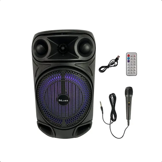 Caixa De Som Grande Potente 2200w Karaokê Bluetooth Portátil Cor Preto 127/220v