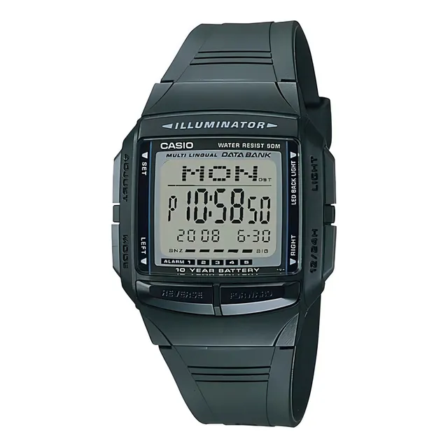 Reloj Para Hombre Casio Digital Databank Db-36-1avdf Luminoso Color Negro