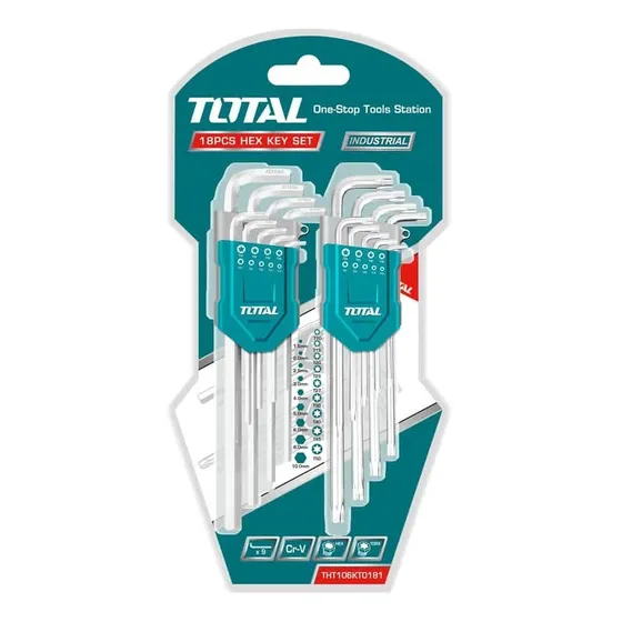 Juego De Llaves Allen L + Torx 18 Piezas Total Tools