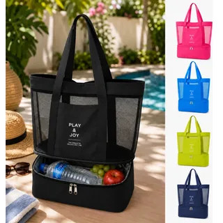 Bolsa Sacola Praia Piscina Viagem Bolso Nylon Lisa Feminina Preto Li