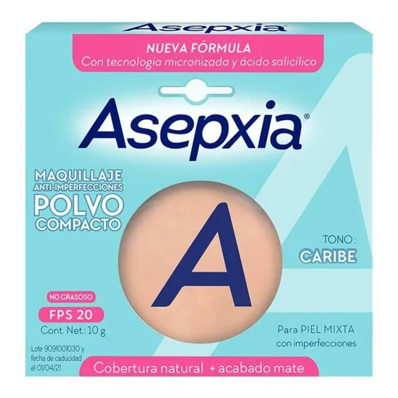 Asepxia Maquillaje Polvo Compacto Natural Mate 10 Gr