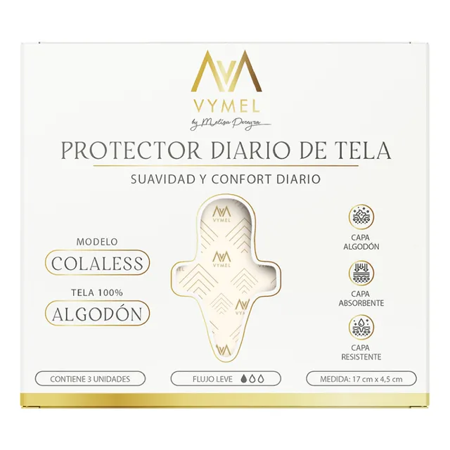 Protector Diario Cola Less Tela Vymel Reutilizable X3