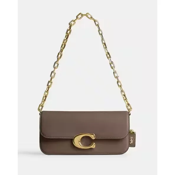 Bolso Coach Idol Bag 23 Moss Marrón Claro Piel Vacuna Oro Dorado Oscuro