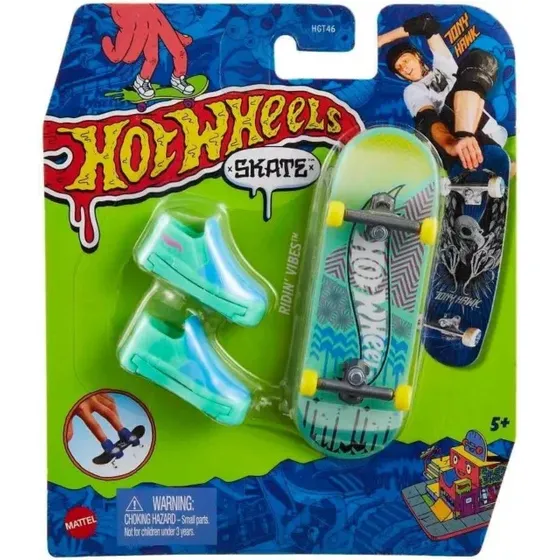 Hot Wheels- Skate Patineta Dedo Con Tenis- Hgt46 Color Agua HW ABSTRAKT