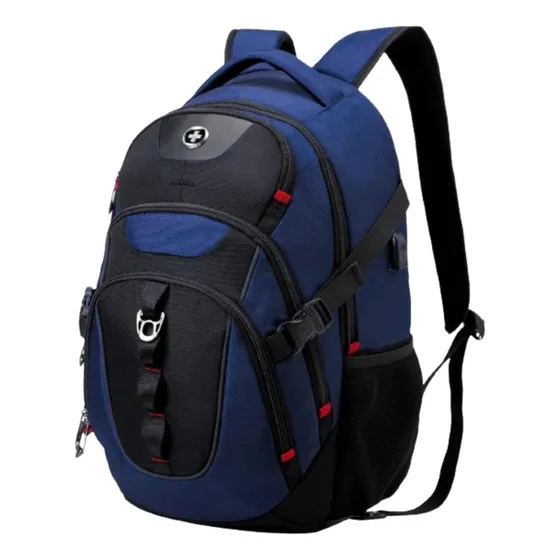 Mochila Porta Laptop Swiss Digital Vector Sd803-12 Color Azul Oscuro Diseño De La Tela Liso