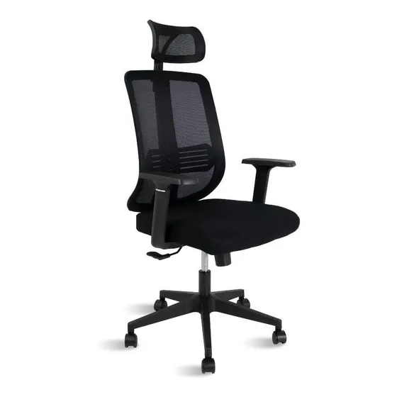 Cadeira de Escritório Presidente Cromada Tecido Base Gás Tela Sre Pu Thompson Healer Cor Preto