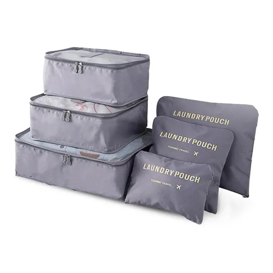 Organizador De Valija Set X 6 Unidades Bolso Neceser Color Gris