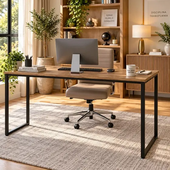Escrivaninha Classicmaga150 Para Escritório Mesa Diretor Industrial 150x60 Cor Laminado com Preto So