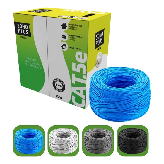 Cabo De Rede Utp Rj45 Cat5e Furukawa Sohoplus Cx 150 Metro Cor Azul