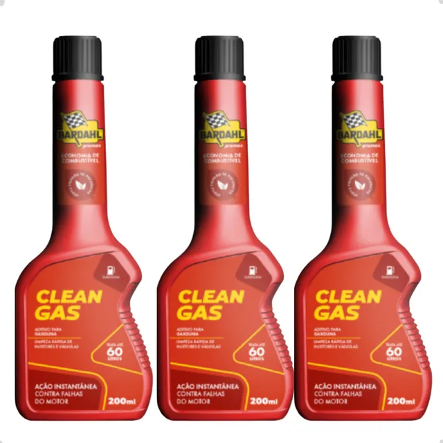 Kit C 3 Aditivo Gasolina Bardahl Clean Gas Limpeza Injetor