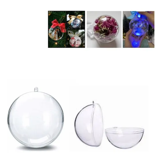Bolas Navideñas Encastrables Transparente 7cm X 12 Unidades