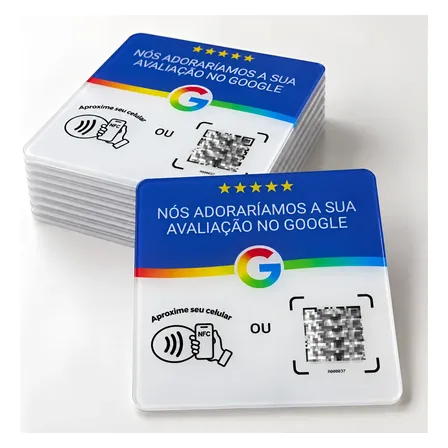 Kit 10 Placas Acrílico Nfc Para Avaliação Google Qr Code