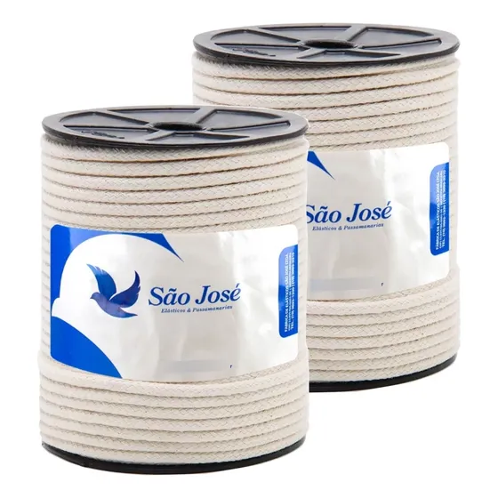Kit 2 Corda Cordão Fio 4mm Cru Algodão - 50m - Macramê 