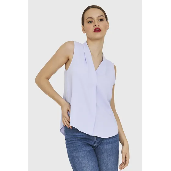 Blusa Escote V Sin Mangas Celeste Nicopoly