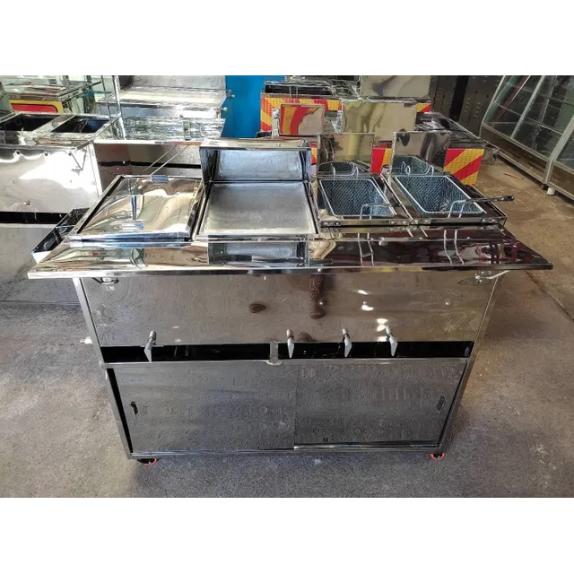Carrito De Comida Rápida Perro Caliente Hamburguesas Freidor