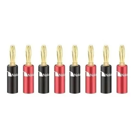 Conector Banana Nakamichi 8 Und 4 Rojos + 4 Negros