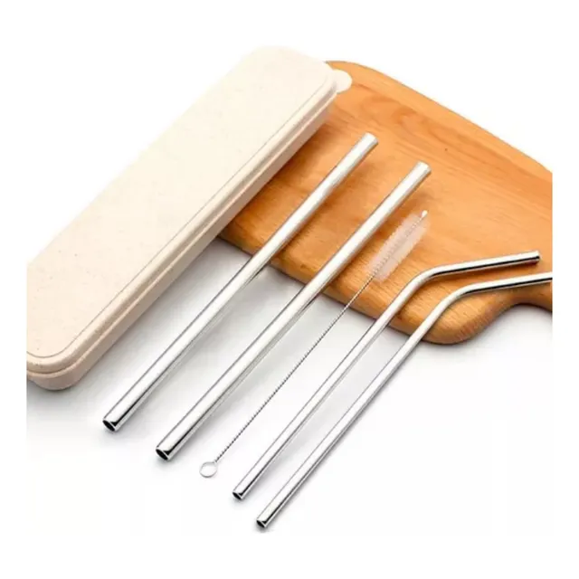 Set De 4 Sorbetes Inoxidables Más Cepillo De Limpieza