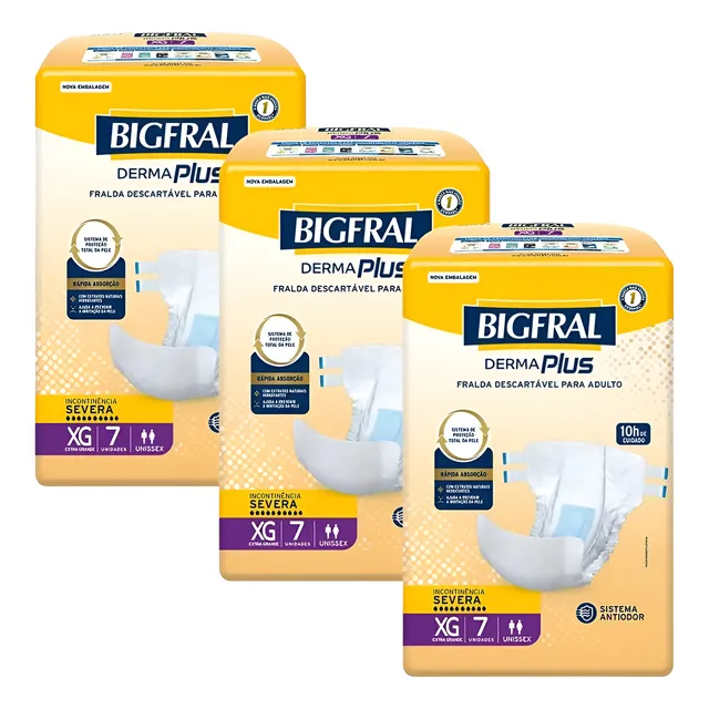 Kit 3 Pacotes Bigfral Adulto Geriátrica P-9 M-8 G-7 X-g7