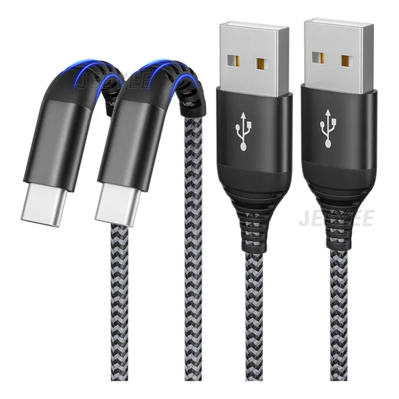 2pzs Cable Tipo C Carga Rapida Cable Usb Tipo C 3.0 A Usb A Carga Rápida Para iPhone 16/15/pad/samsung Galaxy S24 S23 S10/s10+/xiaomi Note 9 2m 3a 480mbps Datos Color Negro Jeeyee