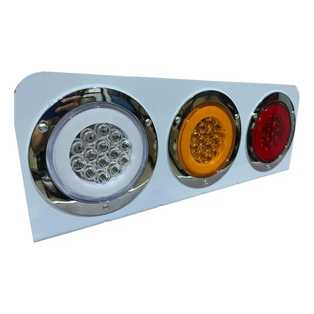 Triple Stop Trasero Redondo Led Con Base Camion Autobuses