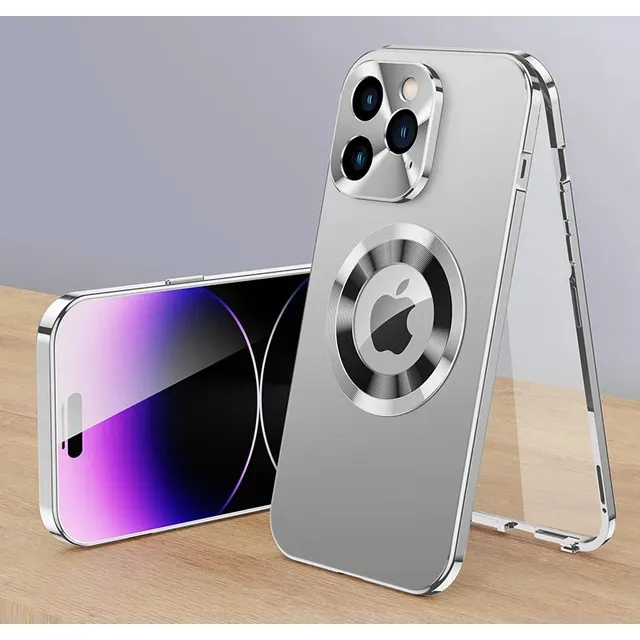 Case 360 Com Alumínio + Para iPhone 12 13 14 15 16 Pro Max +