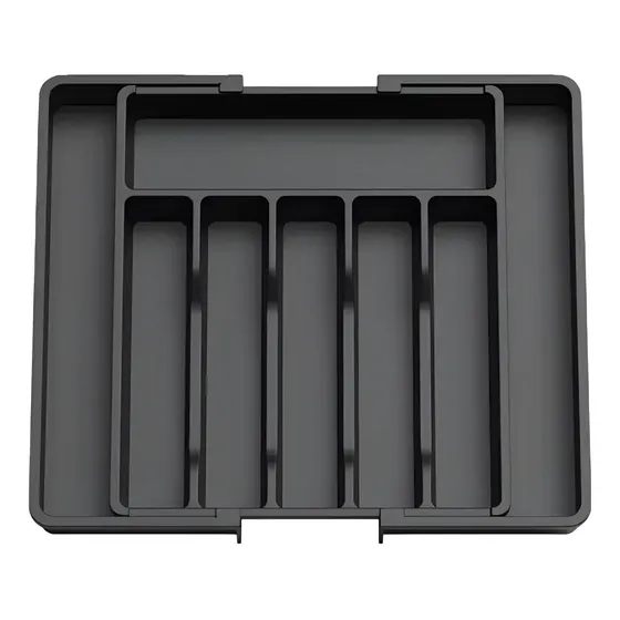 Organizador Porta Talheres Gaveta Para Cozinha Com Extensor Cor Preto