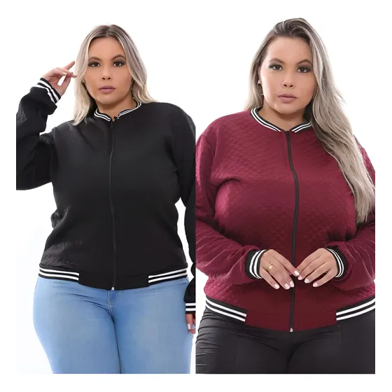 Kit 2 Jaqueta Bomber Plus Size Feminina Casaco Frio Inverno