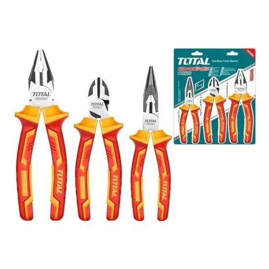 Set De Alicates Aislados X 3 Pzs Industrial Tht2k0302 Total