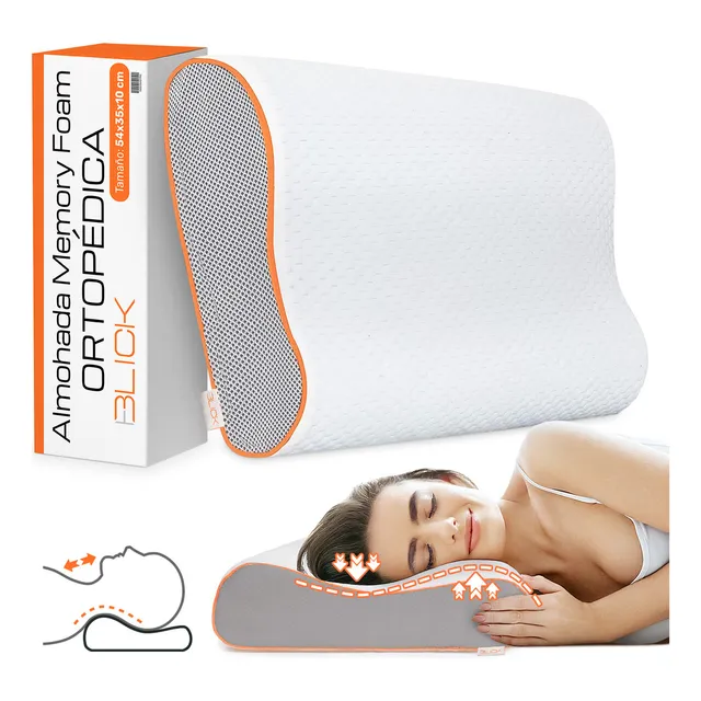 Almohada Ortopédica Memory Foam Cervical para Cuello Gel Ajustable Cómoda Ergonómica Suave Ligera Blick Blanca