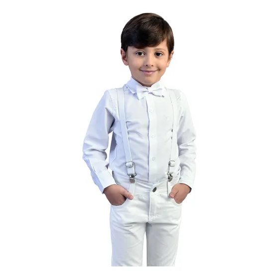 Conjunto Social Masculino Infantil Suspensorio E Gravata 