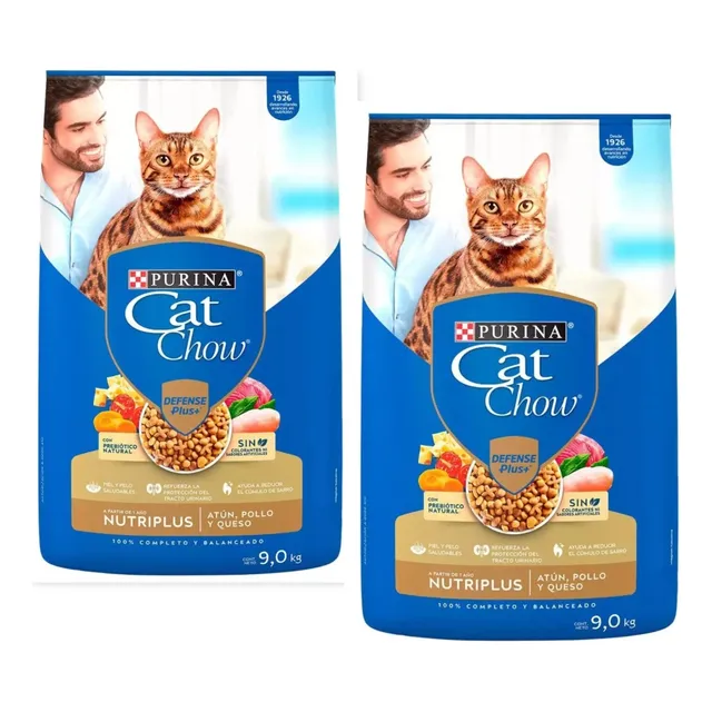 Alimento Para Gato Atún, Pollo Y Queso Cat Chow 9kg 2pzas