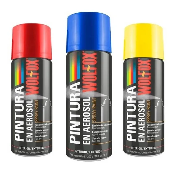 Pintura Aerosol 300ml Negro Satinado Wolfox Wf0706