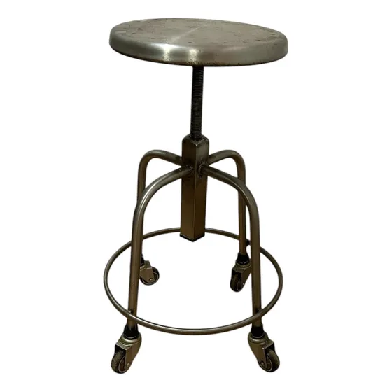 Taburete Silla Giratoria Con Ruedas Acero Inoxidable