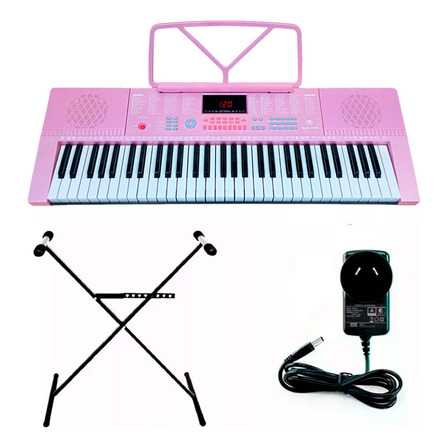 Teclado Órgano 5 Octavas 61 Teclas Con Soporte Y Micrófono Sunset Sk288 Color Rosa Claro Teclado Órgano 5 Octavas 61 Teclas Con Soporte Y Micrófono Sunset Sk288 Color Rosa Claro