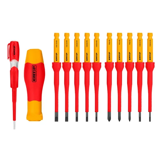 Juego Destornilladores 12 Aislados 1000v Electricista Emtop