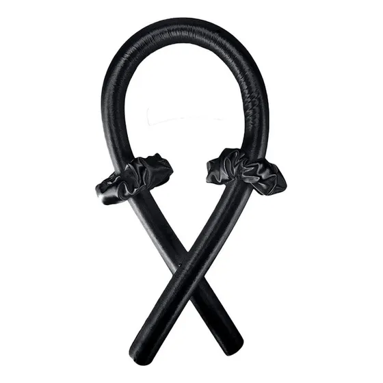 Modelador Curling Rod Cetim Sem Calor + 2 Scrunchies Cor Preto Sem voltagem