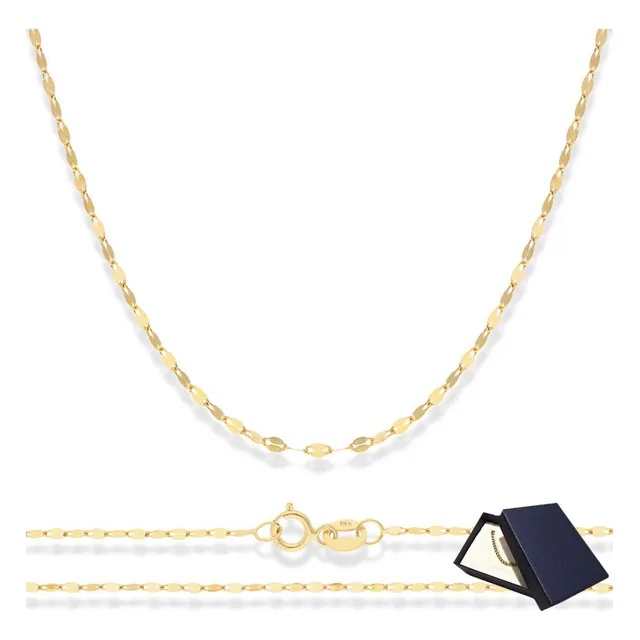 Cadena Oro Sólido 14k Grano Granito De Cafe 45cm 1mm Mujer Dama Mujer Oro Puro 14k Regalo Novia Mujer Oro Italiano 14k Moon Rock Cadena Oro 14 Kilates Joyería Fina 14 Kilates