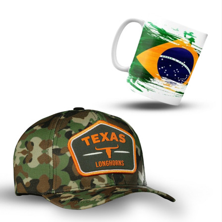 Boné Texas Long Horn Brk Agro Camuflada Reforçado Masculino Boné Texas Long Horn Brk Agro Camuflada Reforçado Masculino