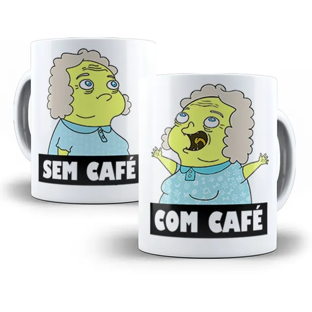 Caneca Irmão Do Jorel Vovó Juju Com Café E Sem Café