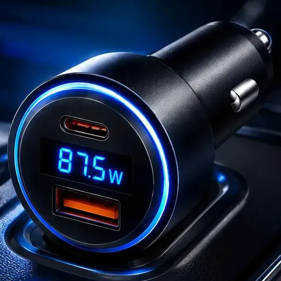 Carregador Veicular Turbo USB USB-C 2 Portas Carga Rápida Automotivo Para Carro iPhone Samsung Xiaomi Android Celular Vikas Store