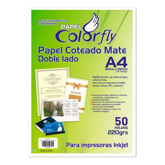 Papel Coteado Mate Doble Lado Diplomas Invitaciones X50 Blanco | Cuotas sin interés