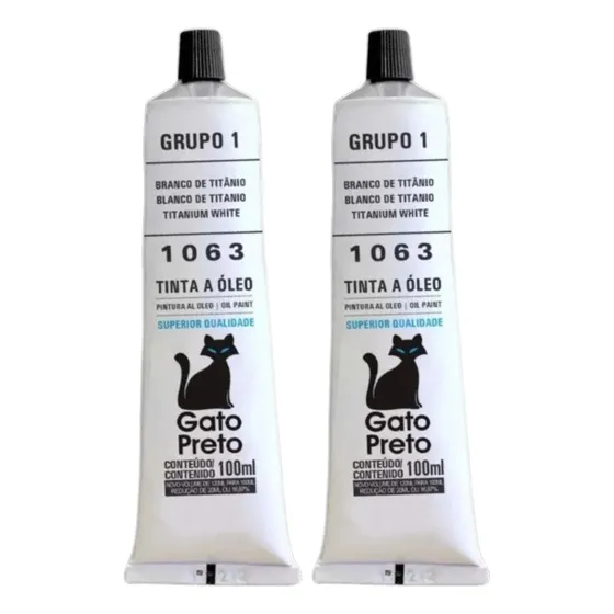 Kit 2x Tintas Óleo Gato Preto 100ml - 1063 Branco De Titâneo