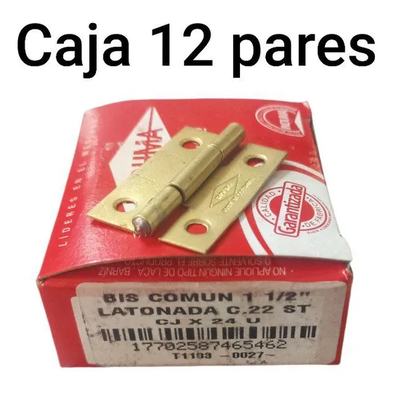 Bisagra Comun 1 1/2  Pulgada  Induma 12 Pares (sin Tornillo)
