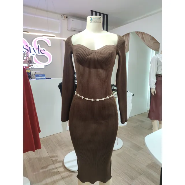 Vestido De Hilo Color Chocolate