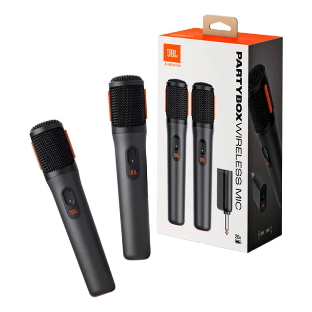 Kit Com 02 Microfone Sem Fio Jbl Partybox Wireless Original