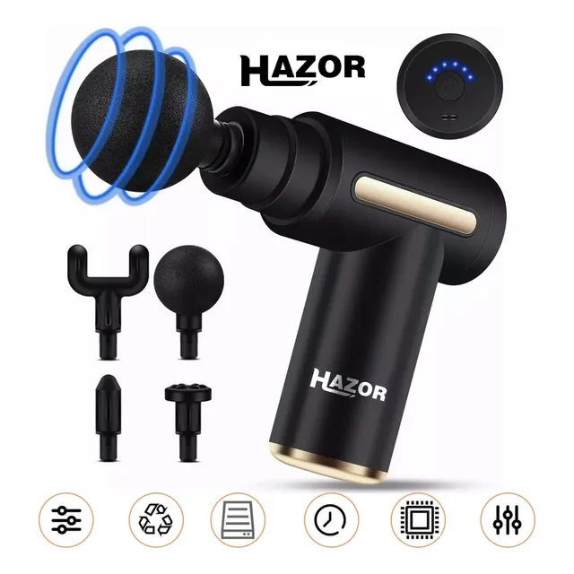 HAZOR® Pistola De Masaje 6 modos Muscular Para Relajar Aliviar El Dolor Color Negro portatil Pistola Masajeador Espalda De Cuello Pies masajeadores electricos cuerpo