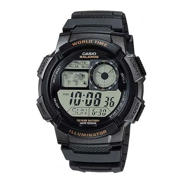 Reloj pulsera digital Casio AE-1000W-1AV con correa de resina color negro