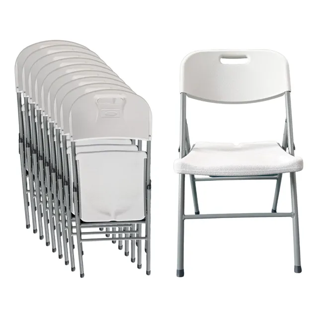 Inmatmex Set De 10 Sillas Blancas Plegables De Plástico Para Negocio Color Blanco Lisa