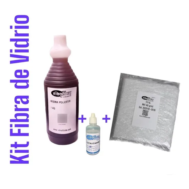 Kit: Resina 1kg +secante 30cc + Fibra De Vidrio 1/2 Kg (1m2)